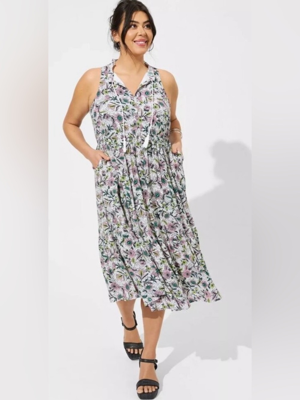 Torrid Maxi Super Soft Midi Tiered Sleeveless Floral Print Long dress 2x NEW - Picture 8 of 8